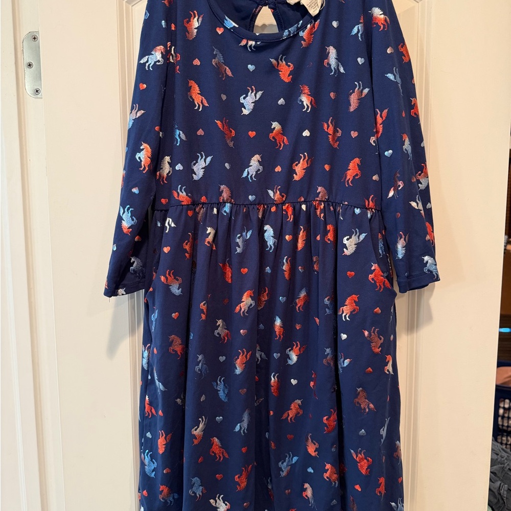 Charming Kids Dress with Playful Horse Print - Sz 10